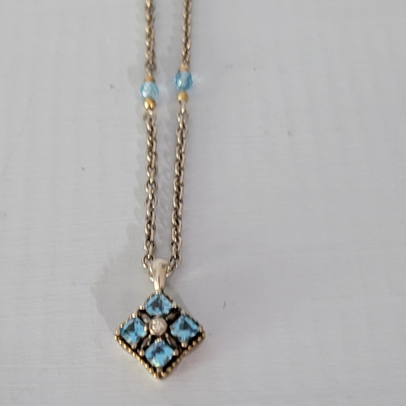 Lagos Two-Tone Caviar Topaz Diamond Pendant Necklace